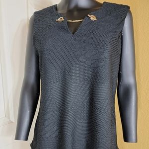 Premise Black Blouse with Gold chain accent